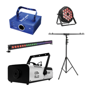 Easy Vibe compact party lighting setup for small events in Ibiza