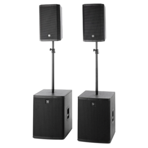 Electro-Voice ZLX-15BT speakers and ELX 118P subwoofers — home party sound system rental in Ibiza