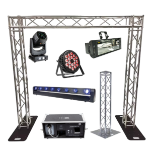 Main Stage lighting kit with moving heads and truss system for events in Ibiza