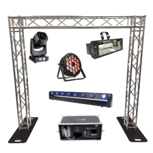 Villa Performance lighting setup with moving heads and truss for DJ events in Ibiza